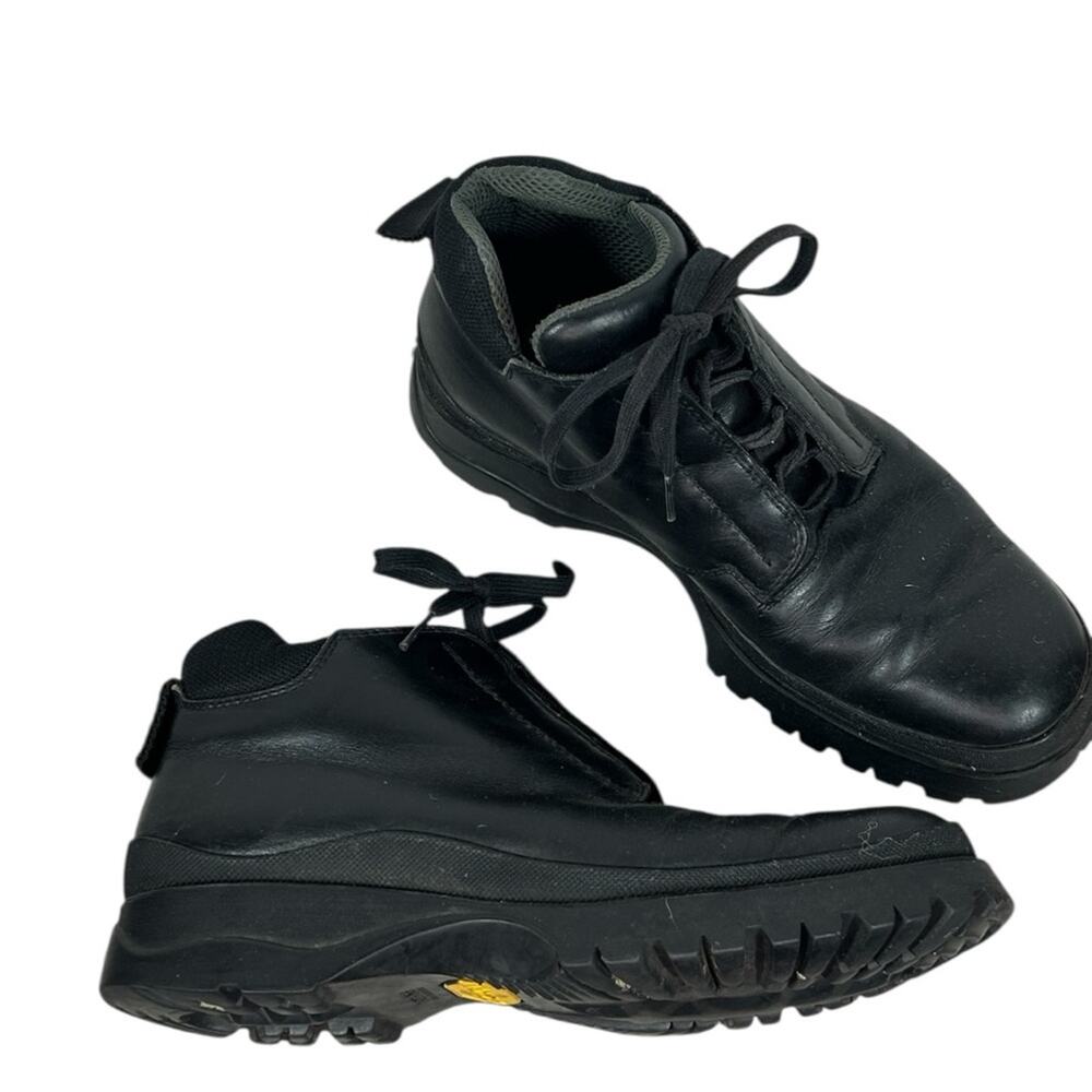 Vintage Prada Black Leather Combat Boots Vibram Sole UK6 US8-8.5